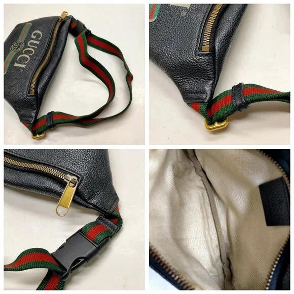 Gucci Waist Pouch Black Leather 450-080725